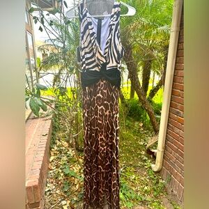 Mixed print/media, zebra/leoard, jumpsuitt